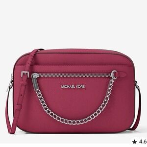Michael Kors Crossbody Bag in Berry Pink with Silver Chain